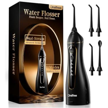 Imagem de Water Dental flosser for Teeth Cleaning - Oralfree Braces Care, Cordless Portable Rechargeable Oral Irrigator 4 Modes 5 Tips IPX7 Waterproof Powerful Battery Water Teeth Cleaner Pick for Home Travel
