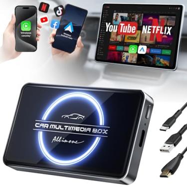 Imagem de Adaptador sem fio CarPlay, adaptador automotivo sem fio Android, Magic Box CarPlay atualizado 2025, compatível com Netflix/YouTube e muito mais, tela dividida e espelhamento, caixa de IA 4 em 1