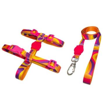 Imagem de Coleira Peitoral H Anti Puxão e Guia 1,10m para Cachorro Varias Estampas(Laranja,G)