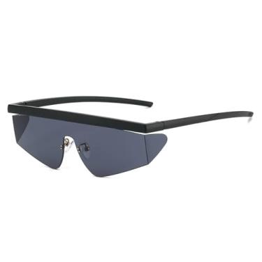 Imagem de HCHES Óculos de sol esportivos de aro semi-aro, tamanho grande, masculino e feminino, coloridos, para áreas externas, UV400 (217-C2)