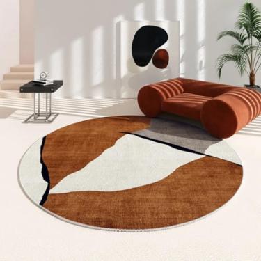 Imagem de Tapetes irregulares para sala de estar, tapete lavável moderno e minimalista para decoração de quarto, redondo e grosso (160x160 cm/T)