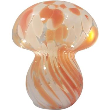 Imagem de JBGIYOSG Candeeiros de mesa de cogumelo, luzes noturnas, mesa de cabeceira de vidro, luminárias de mesa de cabeceira para quarto de estudo (lâmpada incluída) - vermelho