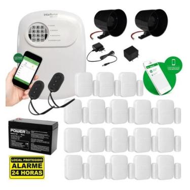 Imagem de Kit Alarme Intelbras ANM 24 NET com 18 Sensores de Abertura Sem Fio e 