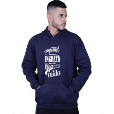 Imagem de Moletom Unissex Canguru A confiança Racionais Mcs - Lafre, Azul marinh