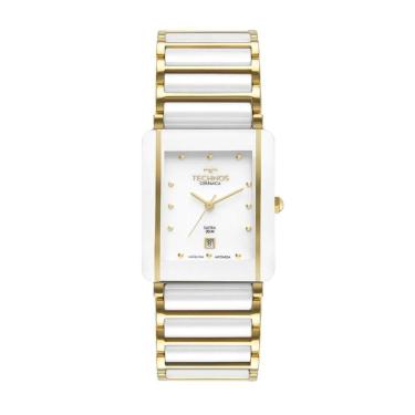Imagem de Relógio Technos Ceramic Saphire Branco/Dourado Feminino Gn10