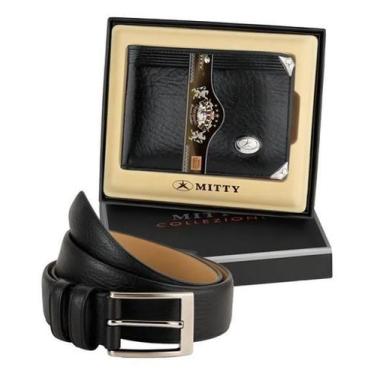 Imagem de Carteira Masculina De Couro Mitty M1 + Cinto - Preto