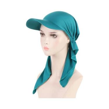 Imagem de Boné Hijab Interno de Modal Macio - Turbante para Mulheres, Ciano