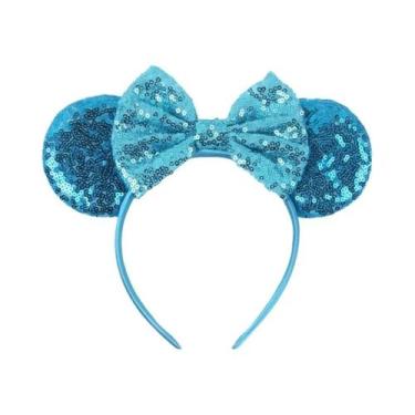 Imagem de Tiara De Orelhas De Rato Com Lantejoulas E Laço Para Meninas Com Pérol