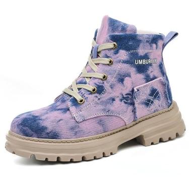 Imagem de Botas femininas de trabalho com bico de aço, confortáveis, leves, de cano alto, com design antiderrapante, design resistente a perfurações e estrutura durável, Roxo 487, 6.5 Women/5 Men