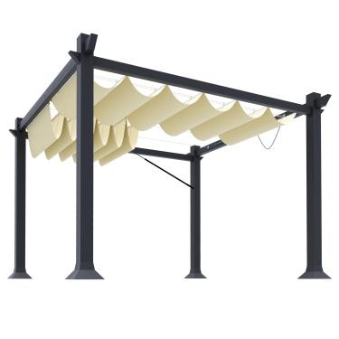 Imagem de Goleray Cobertura De Substituição Para Pérgola Retrátil 3' X 16', Toldo Pátio, Sol Respirável 240 G/M² Com Ferragens Cabos Deck, Varanda, Garagem E Quintal, Bege