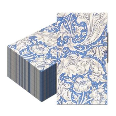 Imagem de 100 guardanapos de papel florais vintage, toalhas de mão decorativas descartáveis papéis de jantar de almoço de flores retrô para casamento, aniversário, chá de bebê, decoração de mesa de banheiro