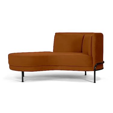 Imagem de Chaise Luminne veludo laranja pés metal preto