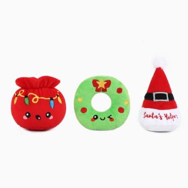 Imagem de HugSmart Pet Happy Woofmas Holiday Special Dog Toys, 21 cm, pelúcia, multicolorido, pacote com 3