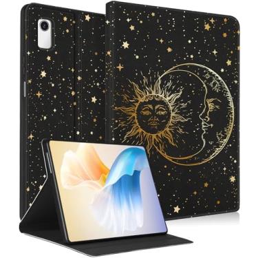 Imagem de Wazzasoft Capa para Lenovo Tab M9 22 cm 2023 para mulheres e meninas, capa fólio fofa, moderna, feminina, kawaii, sol, lua, estrelas, design exclusivo, estética, adolescentes, capa para tablet Tab M9