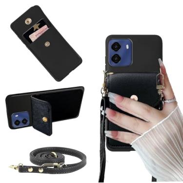 Imagem de Tuxiwei Capa para BLU G35 com compartimentos para cartões, BLU G35 2025 Capa carteira traseira com porta-cartões, couro PU à prova de choque, alça ajustável removível | Suporte flip com fecho