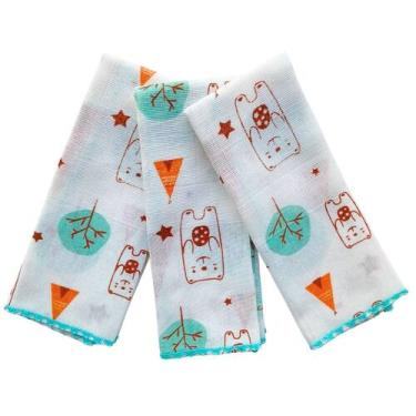 Imagem de Kit 3 Paninho de Boca Fralda Algodão Bebê Enxoval Menina Menino - Teci