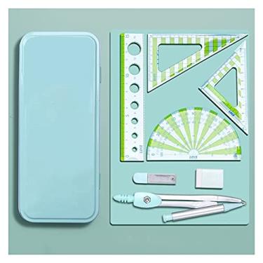 Imagem de Bússola matemática bússolas multifuncionais - bússolas regras apagador jogo de matemática conjunto de ferramentas de desenho escolar para estudantes artigos de papelaria de escritório (7 peças) búsju
