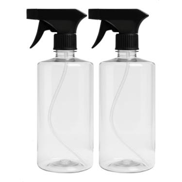 Imagem de Kit 2 Frasco Cilindrico Borrifador Spray Preto Pulverizador com Válvula Multiuso Transparente 500ml