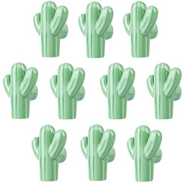 Imagem de Puxador de cerâmica para móveis - Puxadores de gaveta infantis, maçanetas de porta em forma de cacto de cerâmica, puxadores criativos para decoração de armário de berçário/armário/guarda-roupa/gaveta