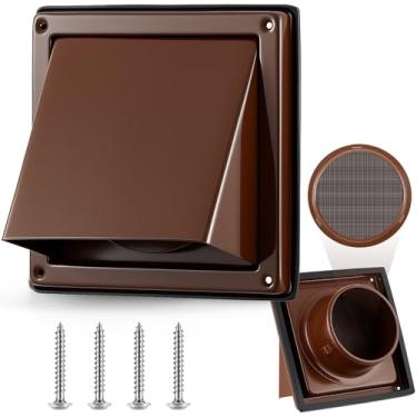 Imagem de Gisafai Capa de ventilação para secadora de 10 cm ao ar livre com tela de aço inoxidável marrom para secador de parede tampa externa acolchoada sem retorno com grade de vedação
