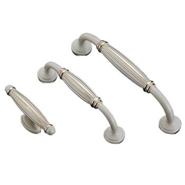Imagem de CXYFQUUK Puxadores de ferragens de móveis ouro branco armários de cozinha puxadores de porta gaveta guarda-roupa armário alça cômoda 2 peças (0 mm)