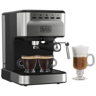 Imagem de Máquina de Café Expresso e Cappuccino Semi Automática 15 Bar com Opção de Grãos ou Cápsulas ESE, 110V 1000W, BLACK+DECKER, Preta