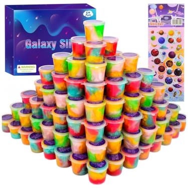 Imagem de Kit de Slime de Galáxia com 68 Potes de 20g para Atividades Sensoriais, Idade Recomendada 10 a 12 Anos
