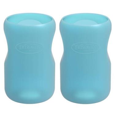 Imagem de Mangas para mamadeira Dr. Brown's, 9 onças, silicone azul, pacote com 