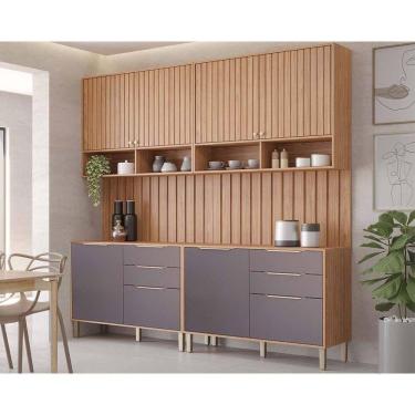 Imagem de Cozinha Modulada Mgm Divina 6 Peças (2aéreos+2balcões+2complementos) Cz005 Freijo-titanium-mgm