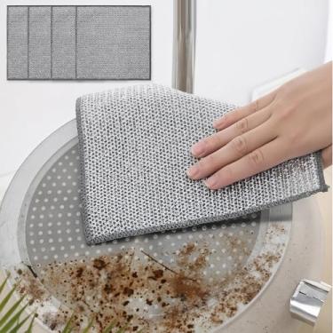 Imagem de Pano de prato de malha prateada toalhas de cozinha para lavar louça e limpeza, panos de lavagem super absorventes, panos de prato reutilizáveis para bancadas de cozinha e superfícies