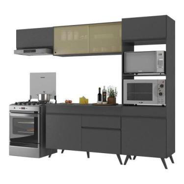 Imagem de Armário De Cozinha Compacta 252cm Veneza Multimóveis Preto - MULTIMOVE
