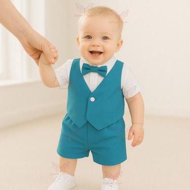 Imagem de Conjunto Infantil Social com Gravata Borboleta Bebê Menino RN a 05 mes