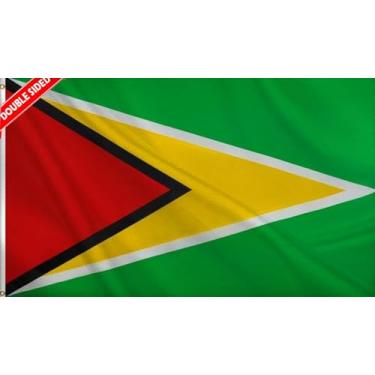 Imagem de HVATLTL Bandeira de barco da Guiana com 3 camadas dupla face, 30 x 45 cm, nylon 220D resistente, cores vivas, bandeiras náuticas guianenses com 2 ilhós de latão para barco, quadriciclo, caminhão
