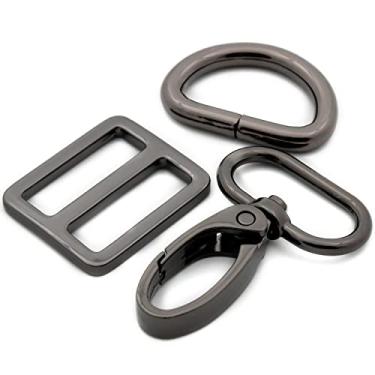 Imagem de Anel oval com fechos de garra de lagosta, conjunto de 5 fechos de chaveiro, anel oval, ganchos de pressão giratórios para bolsa de alça e artesanato de quintal (3,8 cm, Gunmetal)