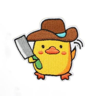 Imagem de Tecido_Aplique_Patch 1 Patch Engraçado Cowboy Pato Bordado Moral Passar ou Costurar Remendo Aplique Humorístico Acessórios Remendos para Roupas Jeans Chapéus Bolsas Mochila Peitoral Colete de Cachorro