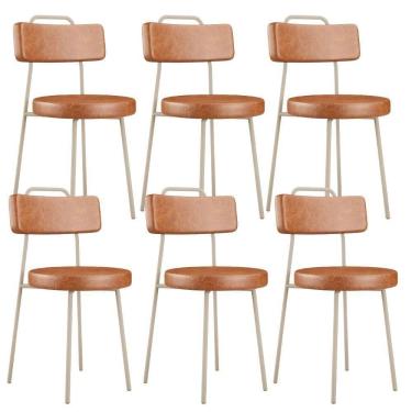 Imagem de Kit 06 Cadeiras Decorativas Estofada Sala Jantar Barcelona Arena L02 Couríssimo Camel - Lyam