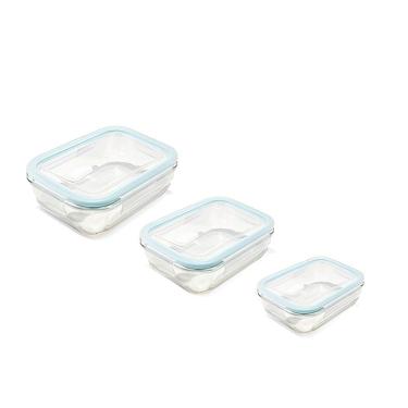 Imagem de Conjunto 3 Pote Marmita Vidro Hermético Retangular