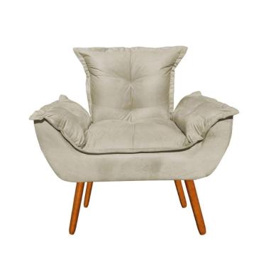 Imagem de Poltrona Decorativa Opala Sala De Estar Suede Cappucino