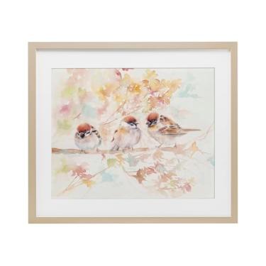 Imagem de Stupell Industries Impressão emoldurada trio de pássaros em aquarela ramo de bétula sob vidro, design por Cady Driver, 13 x 16