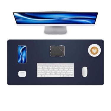 Imagem de Tapete de mesa de couro antiderrapante, 59,9 cm x 30 cm à prova d'água para laptop, computador, mesa, mouse pad grande para escritório, trabalho, casa, decoração - azul escuro