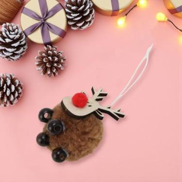 Imagem de Generic 1 peça de enfeites de Natal pendurados boneca pingente de lã feltro animal feltro de madeira marrom 5 x 5 cm