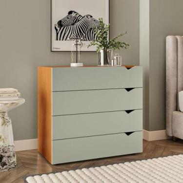 Imagem de Cômoda 4 Gavetas Freijó e Verde Porto Politorno