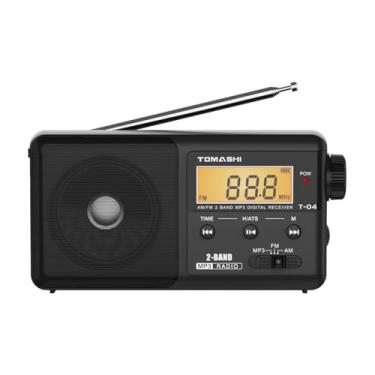 Imagem de Rádio AM FM portátil com sistema de ajuste automático, rádio transistor recarregável com visor LCD, leitor de MP3, carregamento USB