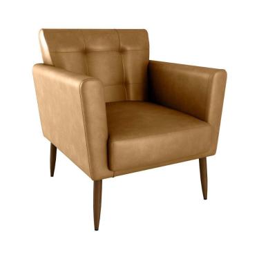 Imagem de Poltrona Decorativa Confortável Pés Em Madeira Maciça Cancun Sintetico Caramelo Matrix Sintetico Caramelo
