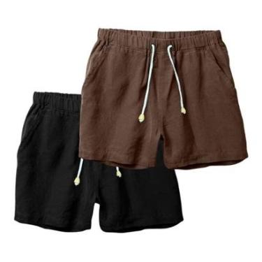 Imagem de Kit 2 Shorts Masculinos em Linho Bermuda Casual Conforto-Masculino