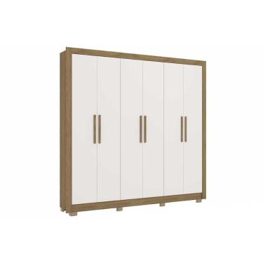 Imagem de Guarda Roupa Casal 6 Portas E 2 Gavetas C/ Pés Cb02m569 Nogueira/branco - Kappesberg