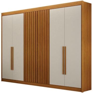 Imagem de Guarda Roupa Diamante Ripado Cinamomo Off White 6 Portas 6 Gavetas Leifer Móveis