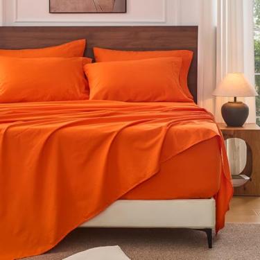 Imagem de Bedlifes Lençóis 100% linho francês California King Size 45,7-61 cm bolso extra profundo conjunto de 4 peças respirável e absorvente de umidade, lençóis macios e duráveis para colchões grossos