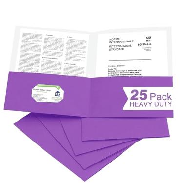 Imagem de Zzrywuty 25 pacotes de pastas de papel com bolsos para estudantes, empresários e funcionários de escritório, tamanho carta, duas pastas de bolso com compartimento para cartão para escritório,