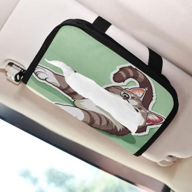 Imagem de SEHANY Porta-lenços de carro de gato fofo, caixa de lenços de papel de carro, suporte de guardanapo retangular dispensador de máscara de carro caixa de lenços de veículo para automóvel universal